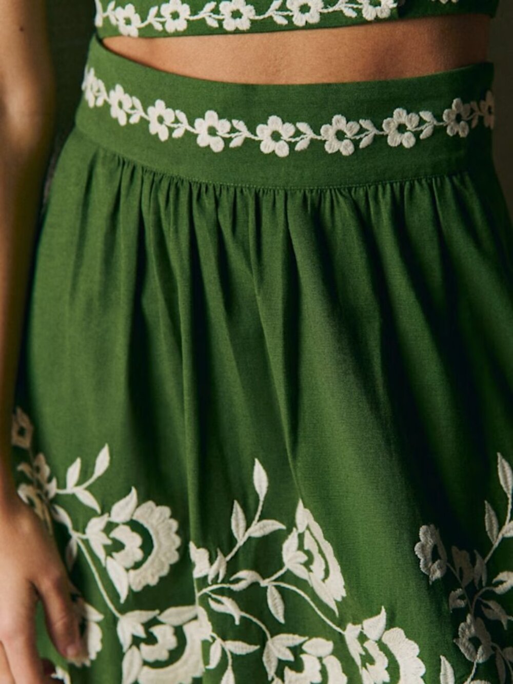 Sezane Siloé Skirt Summer Green size 6 - Picture 2 of 7